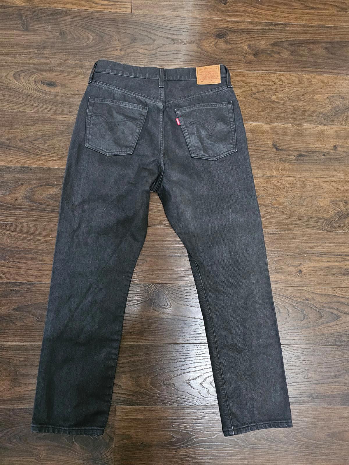 Levi's Mens Black Wax Coated 501 Straight Fit - W30/28L Denim Trousers Bottoms