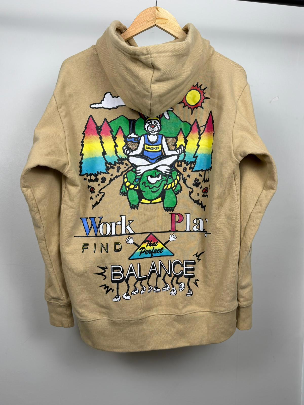 Market Work Life Balance Big Print Pullover Funky Hoodie/Jumper - S/Small