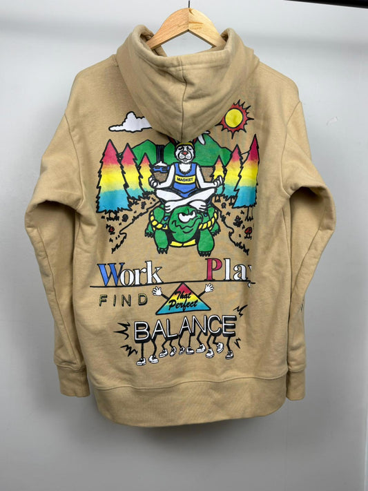 Market Work Life Balance Big Print Pullover Funky Hoodie/Jumper - S/Small