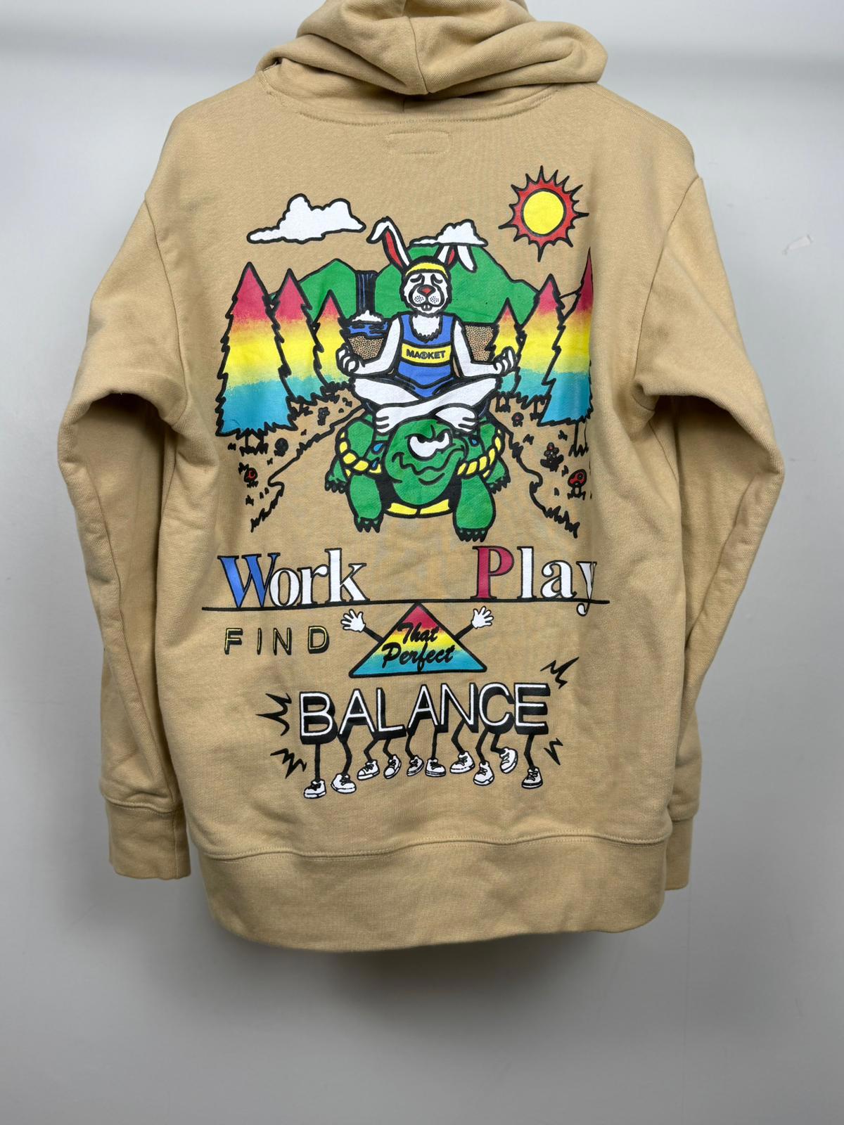 Market Work Life Balance Big Print Pullover Funky Hoodie/Jumper - S/Small
