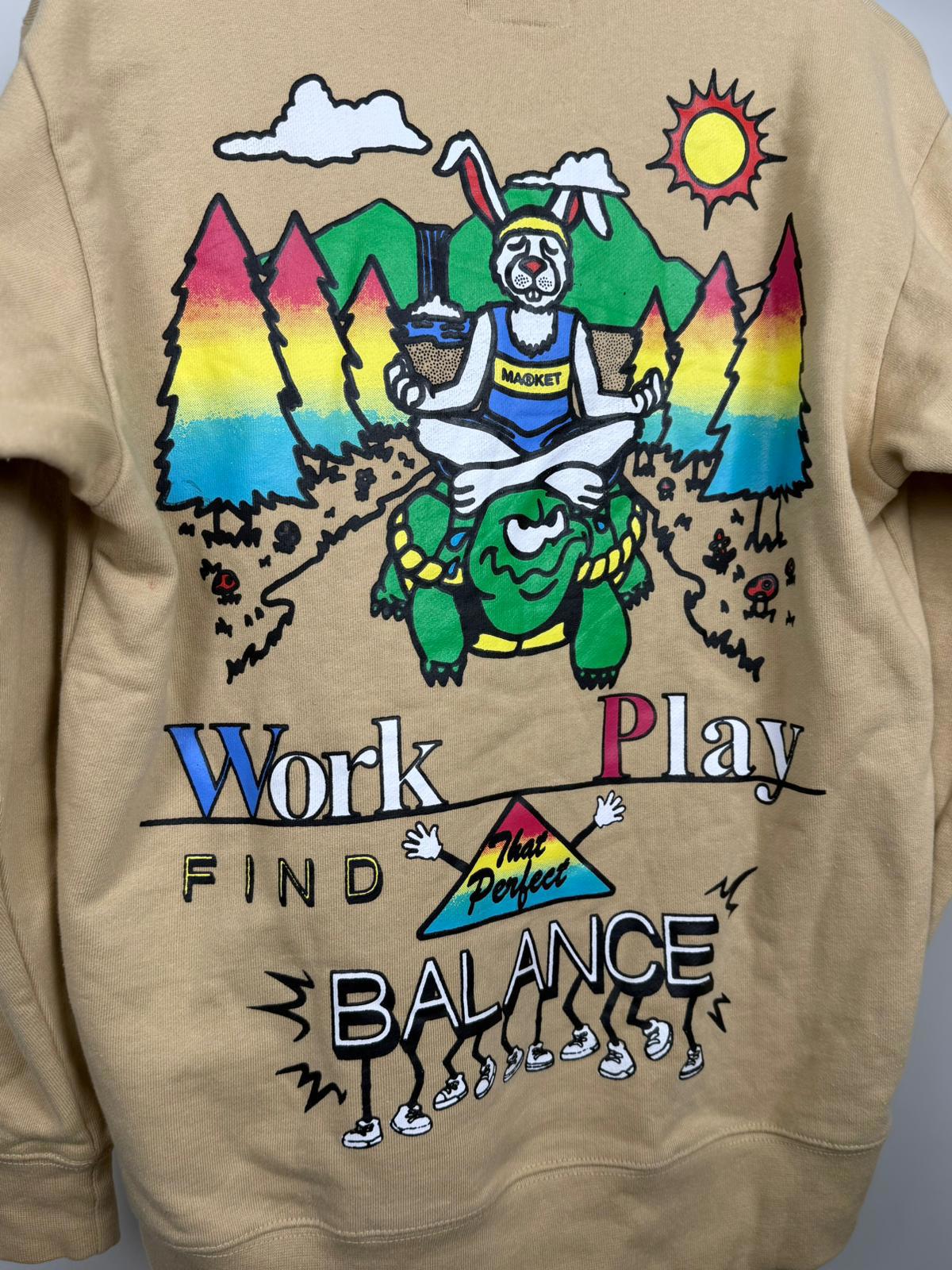 Market Work Life Balance Big Print Pullover Funky Hoodie/Jumper - S/Small
