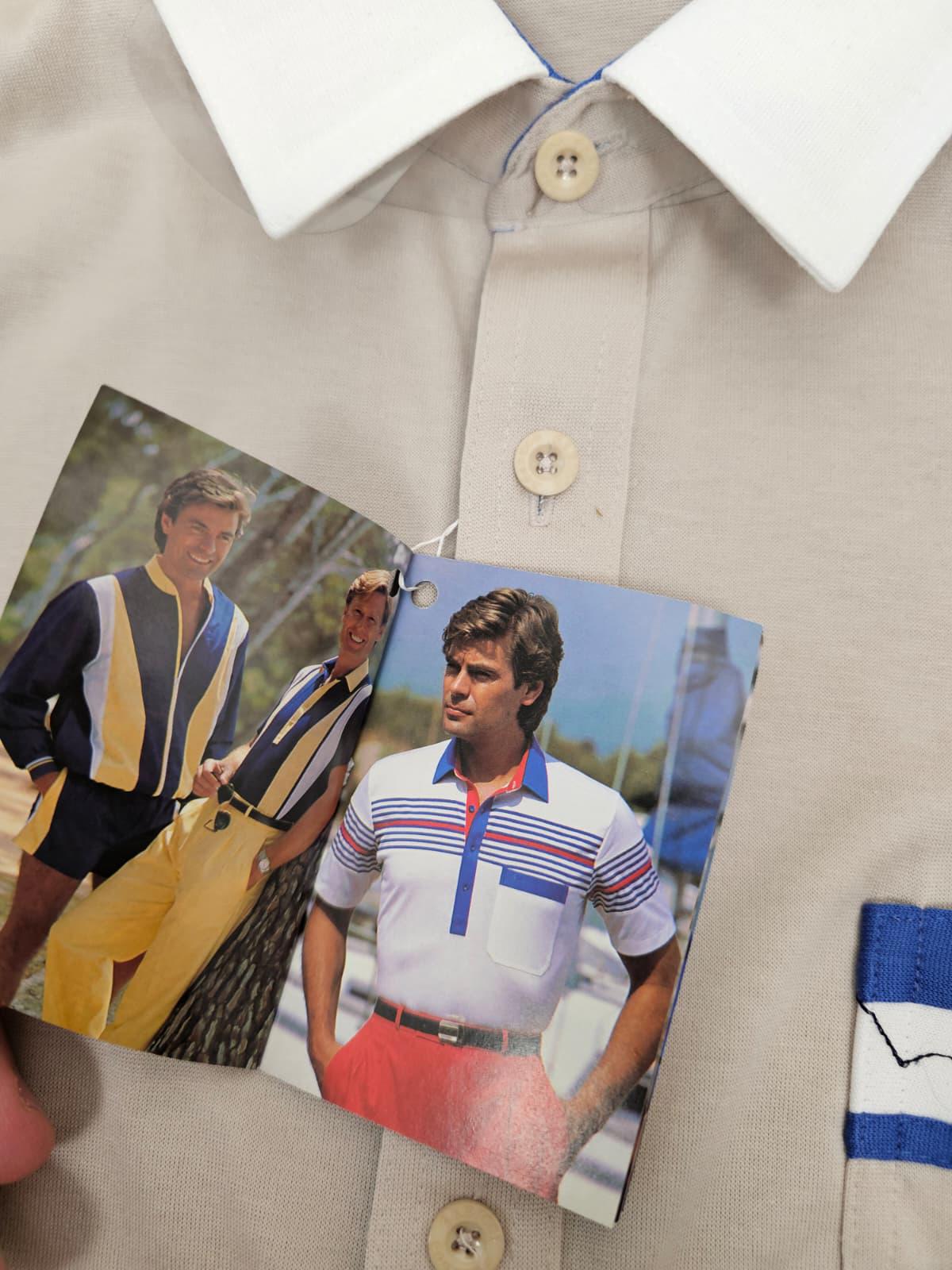 Gabicci Vintage Retro 80's Mens Embroidered golf Polo Shirt - NWT - L/large