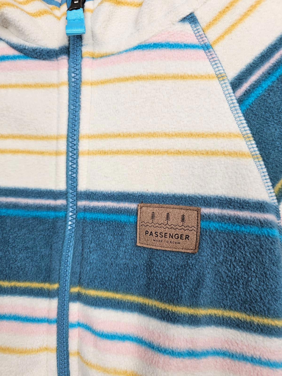 Passenger Womens Pullover 1/2 Zip Stripey Hooded Fleece Jumper/Hoodie - M/Medium
