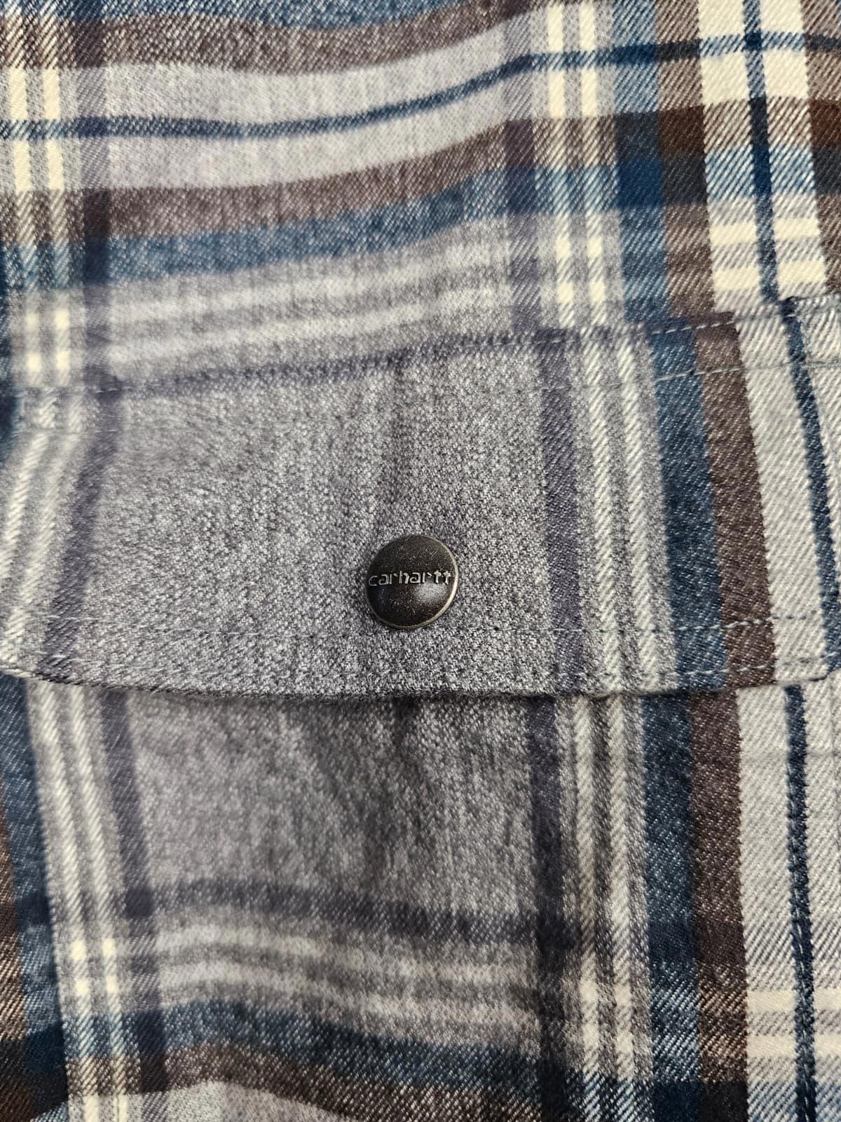 Carharrt Checkered Sherpa Fleece Lined Button Up Shacket/Jacket - M/Medium L/Large - Grey