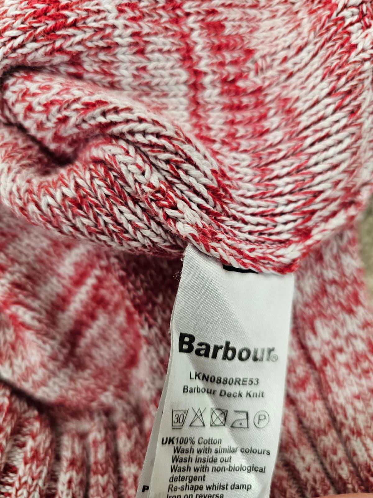Barbour Womens Pullover Knitted Pocket Deck Sweater/Jumper - Uk 8 - Red/White