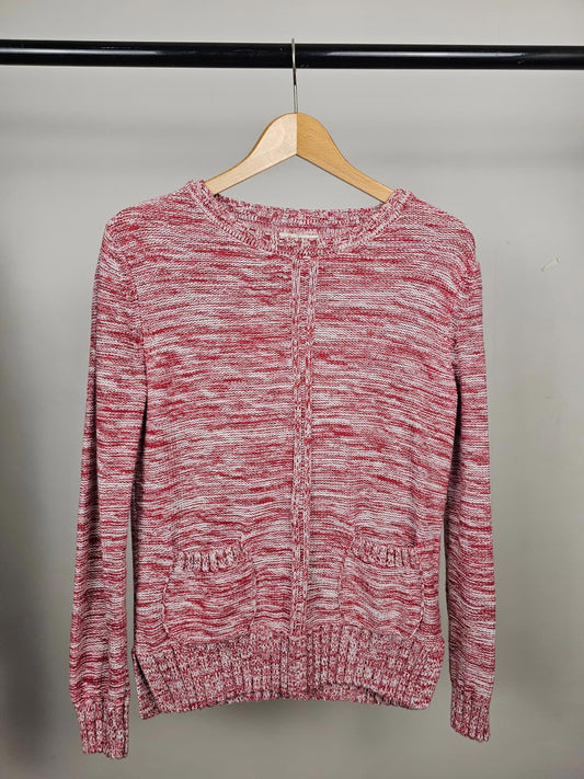 Barbour Womens Pullover Knitted Pocket Deck Sweater/Jumper - Uk 8 - Red/White