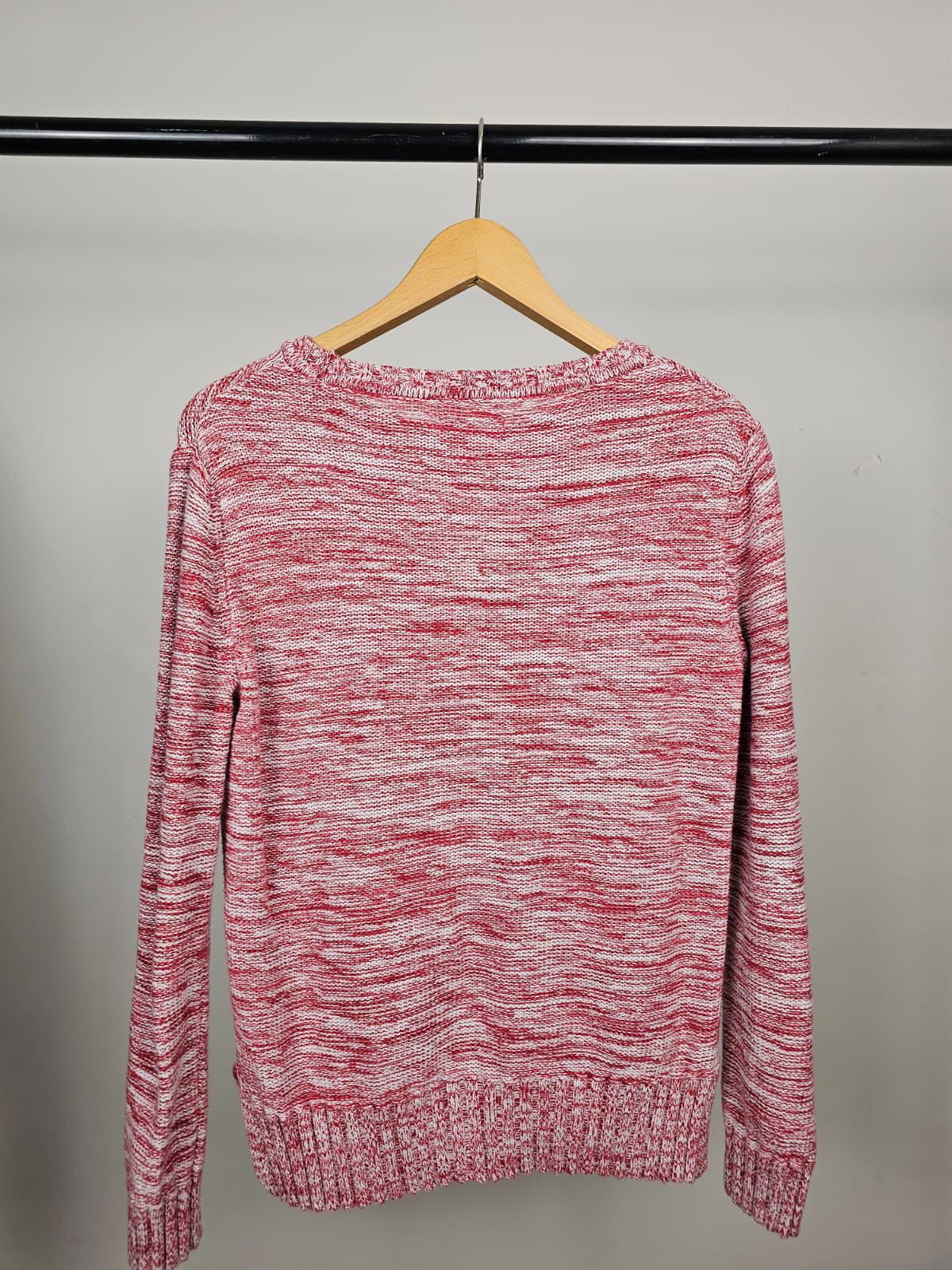 Barbour Womens Pullover Knitted Pocket Deck Sweater/Jumper - Uk 8 - Red/White