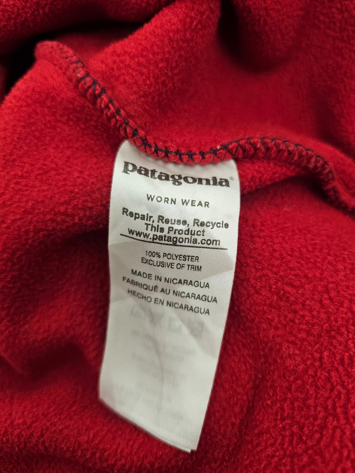 Patagonia Mens Synchilla Pullover Snap Button Fleece Jumper - L/Large - Navy/Red