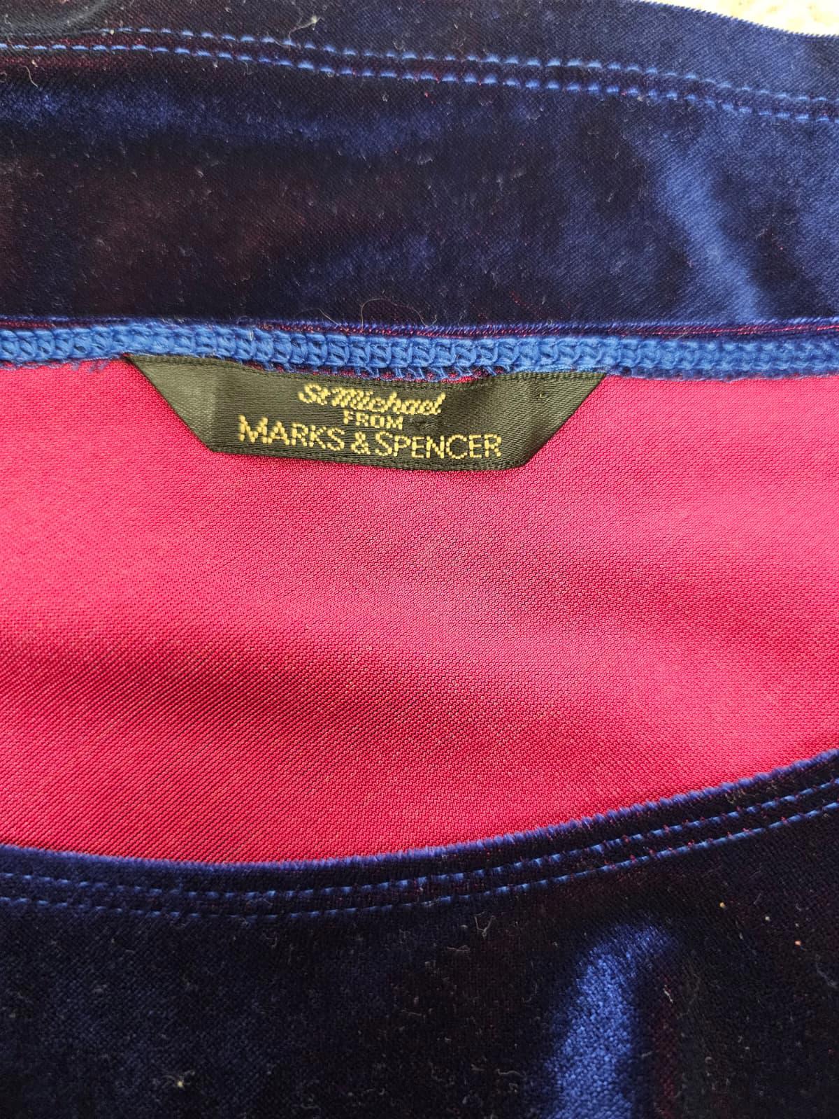 St Michael From Marks & Spencer 90s Vintage Short Sleeve Velvet Top - 16