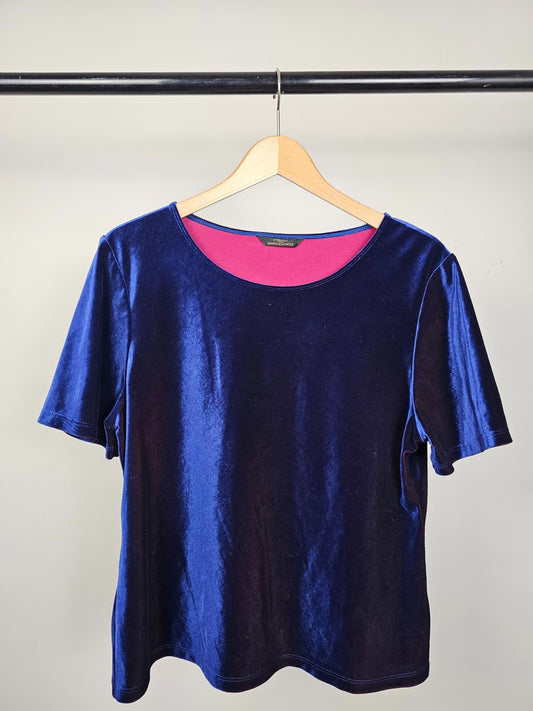 St Michael From Marks & Spencer 90s Vintage Short Sleeve Velvet Top - 16