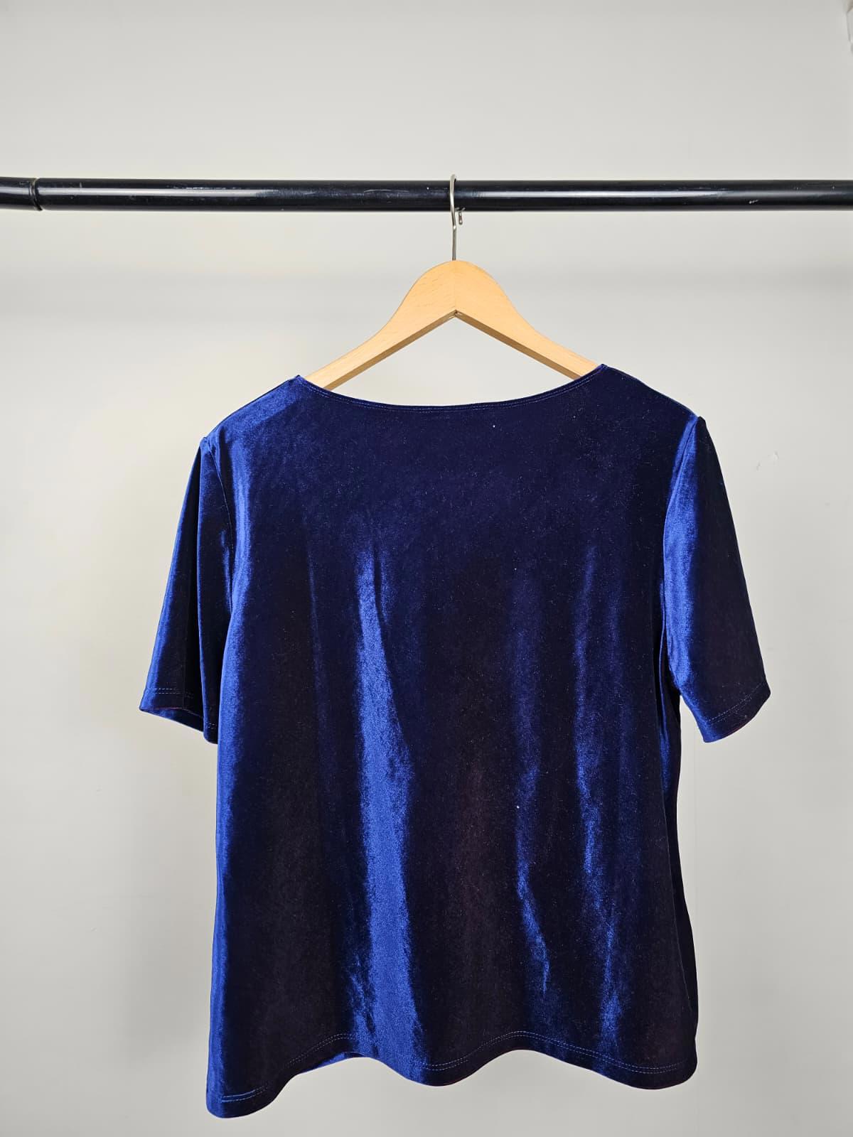St Michael From Marks & Spencer 90s Vintage Short Sleeve Velvet Top - 16