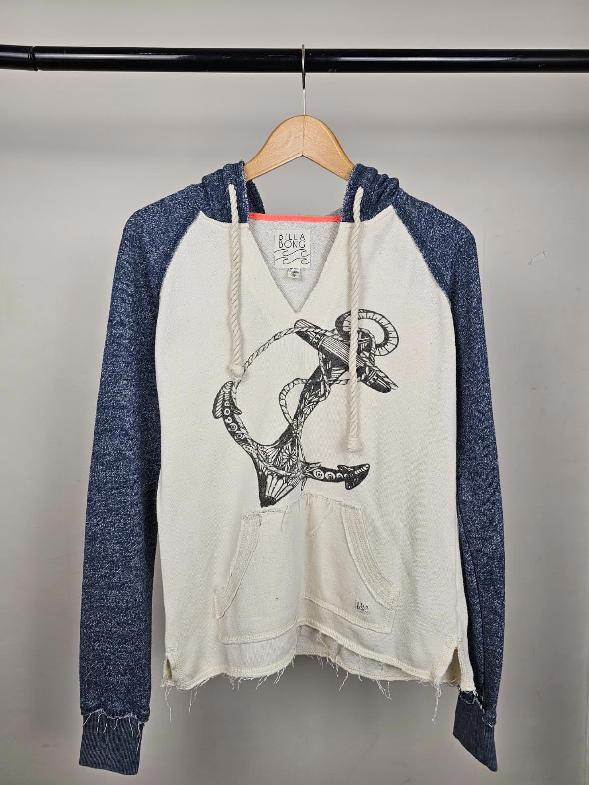 Billabong Womens Y2K 2000's V Neck Anchor Print Pullover Hoodie - S/Small