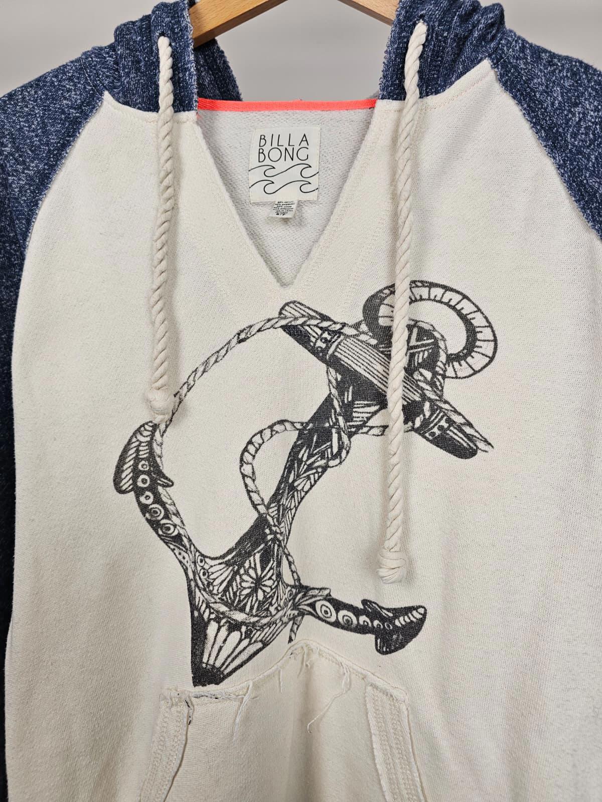 Billabong Womens Y2K 2000's V Neck Anchor Print Pullover Hoodie - S/Small