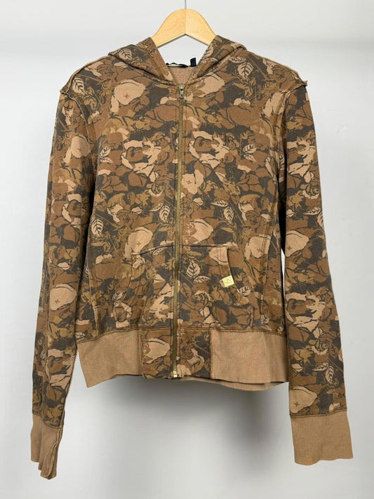 Hurley Womens Y2K 2000's Floral/Foliage Pattern Full Zip Hoodie - L/Large