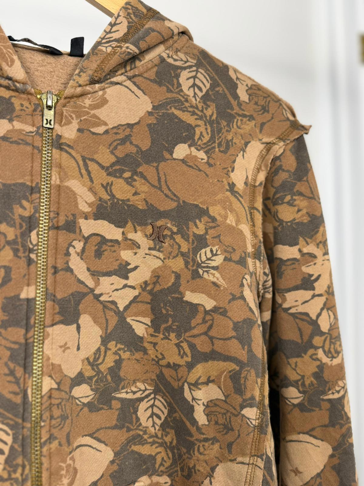 Hurley Womens Y2K 2000's Floral/Foliage Pattern Full Zip Hoodie - L/Large