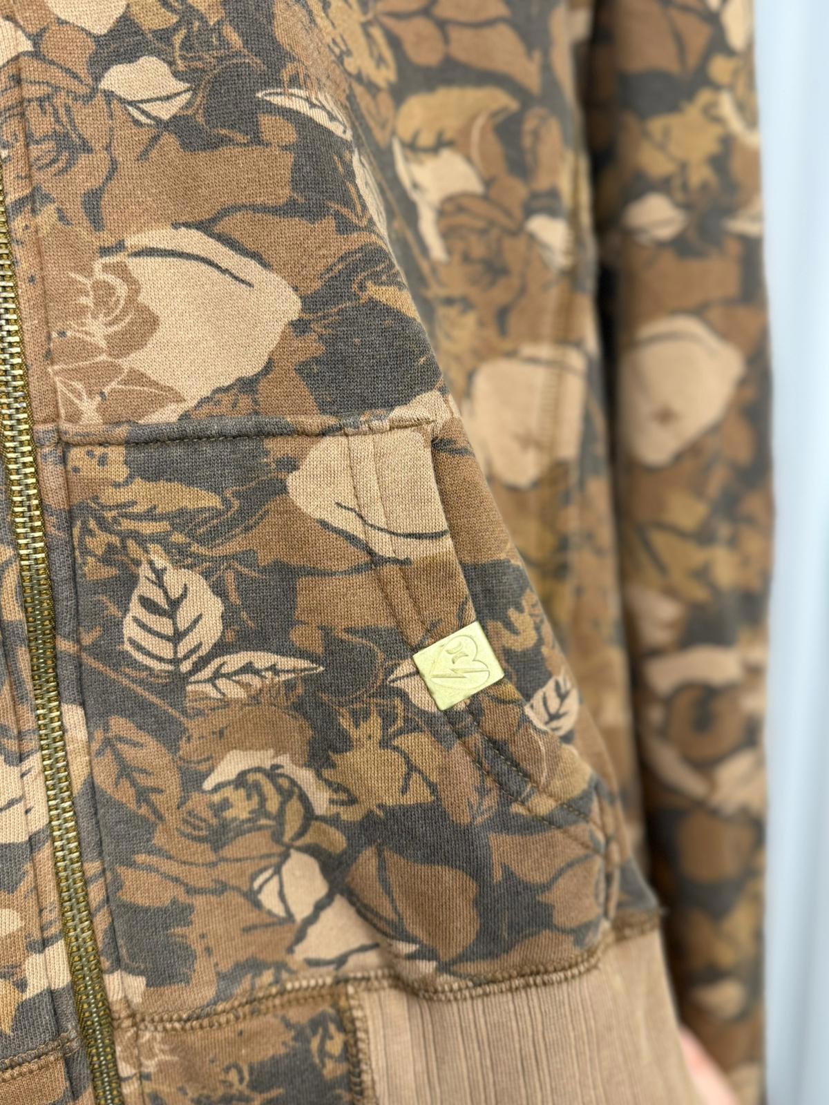 Hurley Womens Y2K 2000's Floral/Foliage Pattern Full Zip Hoodie - L/Large