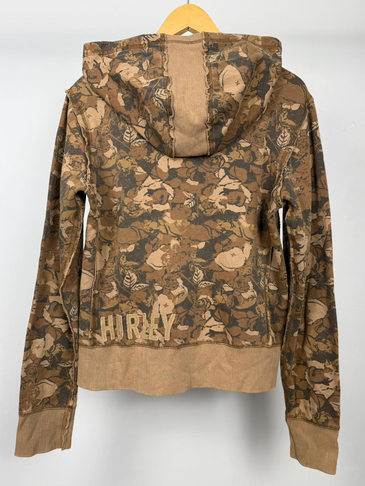 Hurley Womens Y2K 2000's Floral/Foliage Pattern Full Zip Hoodie - L/Large