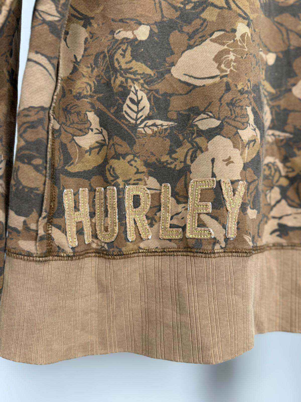 Hurley Womens Y2K 2000's Floral/Foliage Pattern Full Zip Hoodie - L/Large
