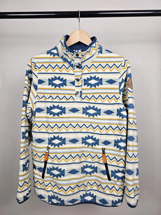 Passenger Womens Pullover Snap Button Aztec Fleece Jumper - XS/Extra Small