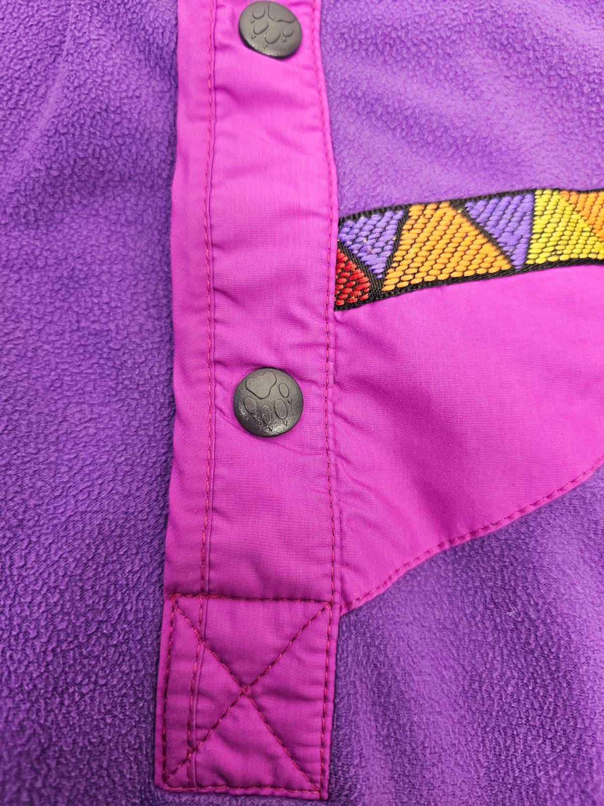 Jack Wolfskin Womens Vintage Polartec Snap Button Embroidered Fleece Jumper - S