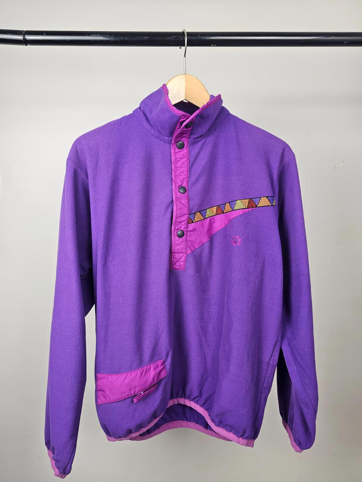 Jack Wolfskin Womens Vintage Polartec Snap Button Embroidered Fleece Jumper - S