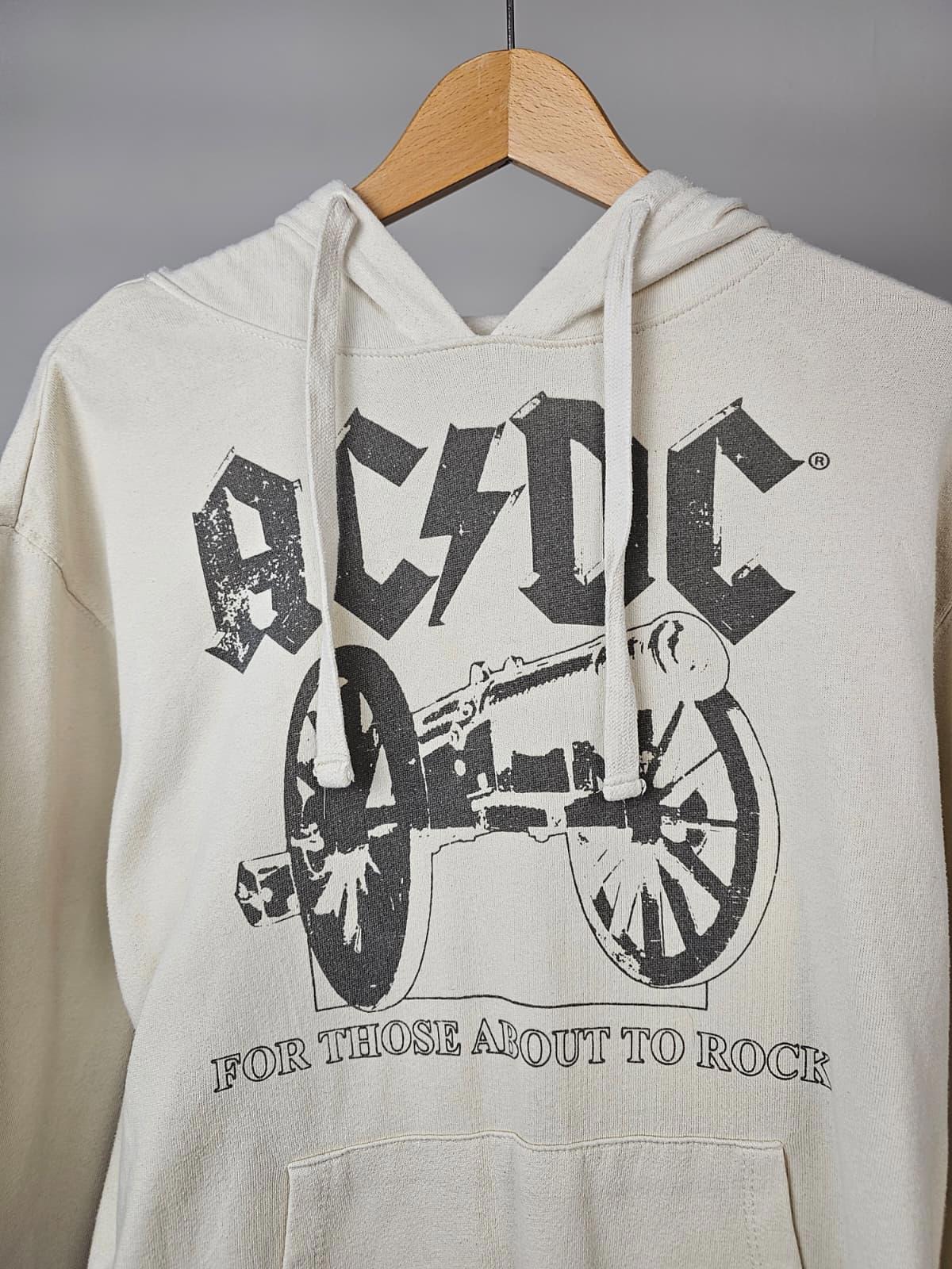 AC/DC Womens Pullover Cannon ACDC Print Hoodie - L/Large - Beige/Cream