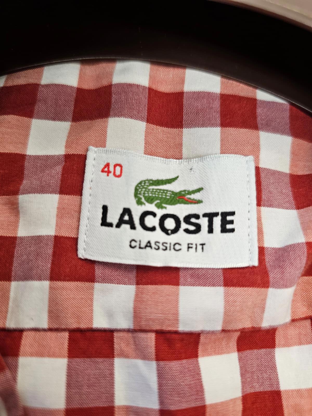 Lacoste Mens Classic Fit Long Sleeve Checked Button Up Collared Shirt - L/Large