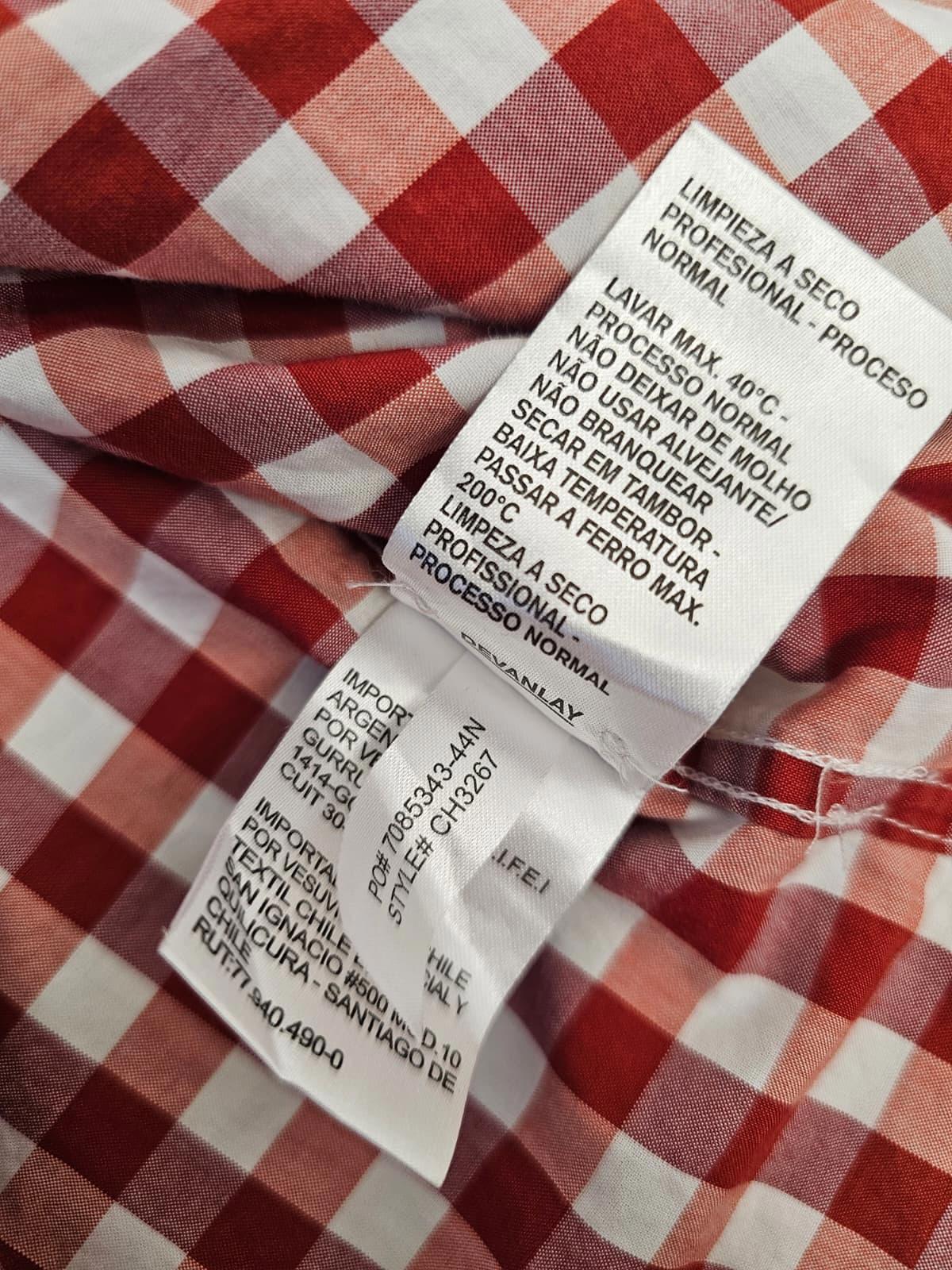 Lacoste Mens Classic Fit Long Sleeve Checked Button Up Collared Shirt - L/Large