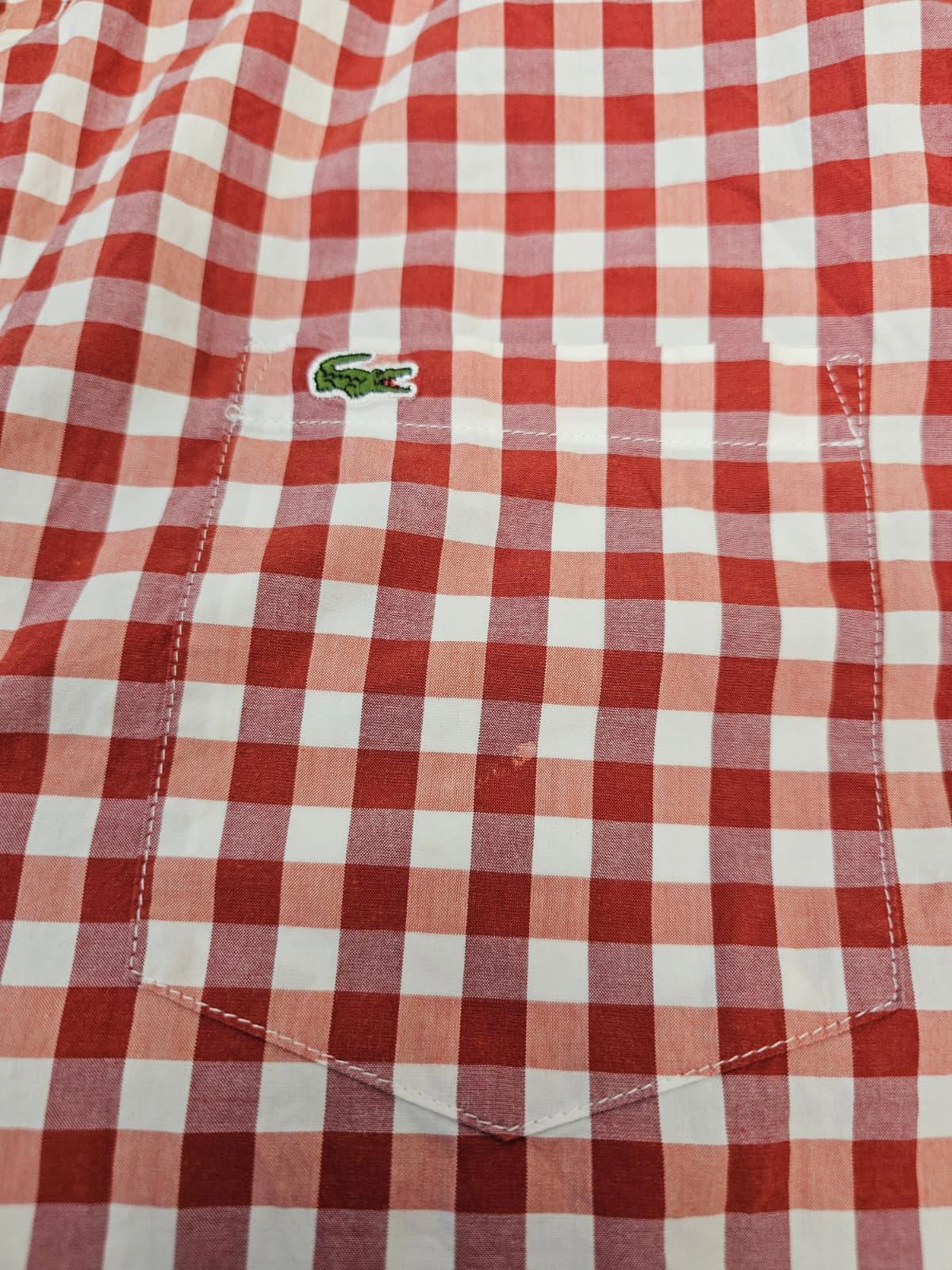 Lacoste Mens Classic Fit Long Sleeve Checked Button Up Collared Shirt - L/Large
