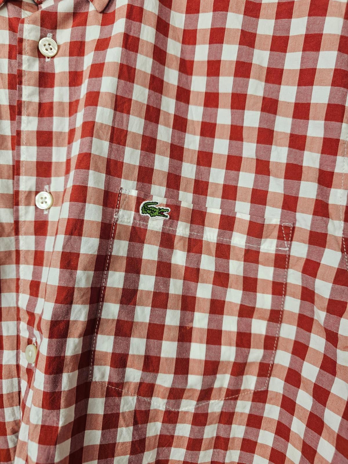 Lacoste Mens Classic Fit Long Sleeve Checked Button Up Collared Shirt - L/Large