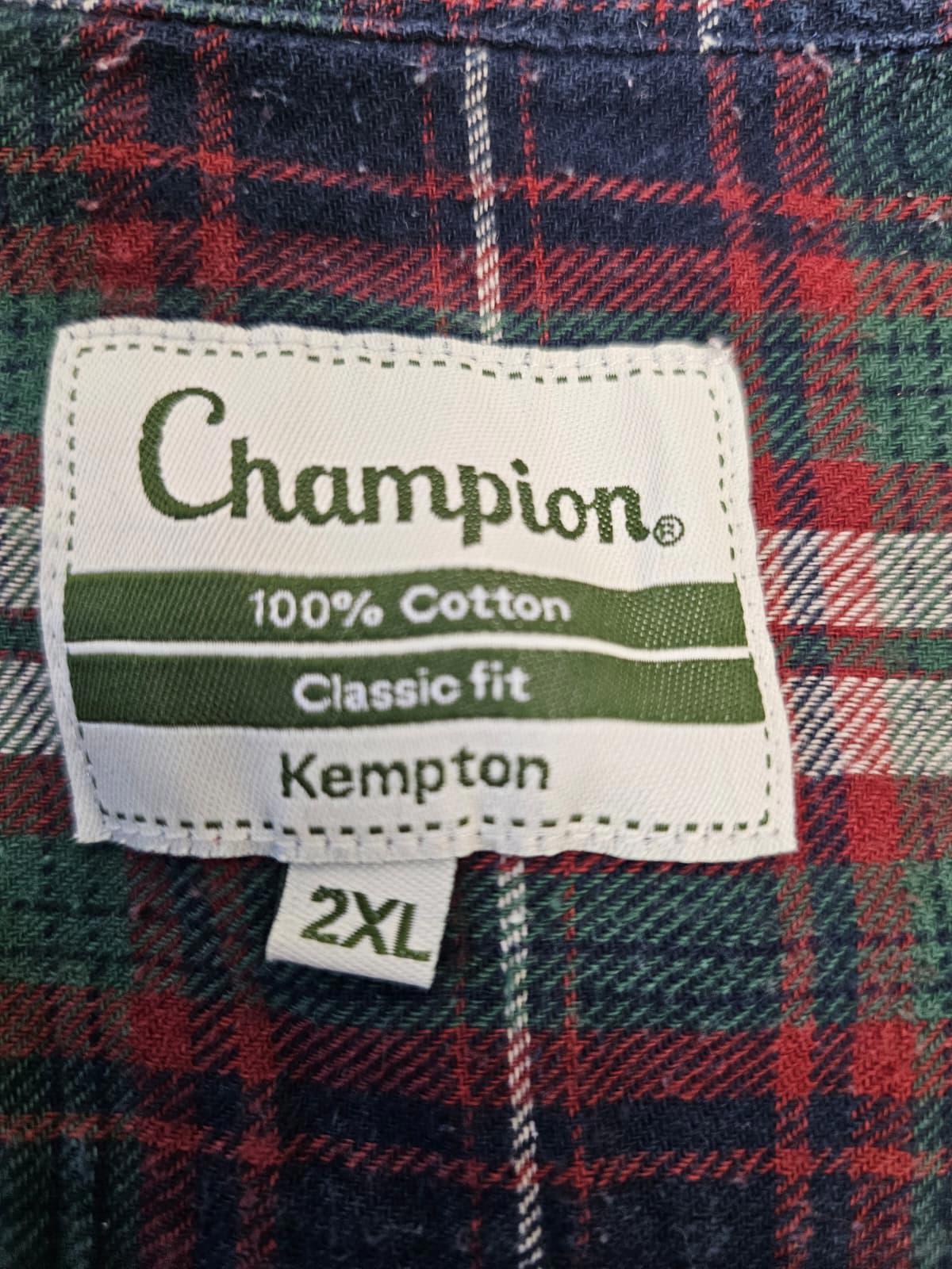 Champion Vintage Long Sleeve Button Up Checked Pocket Flannel Shirt - XXL/2XL