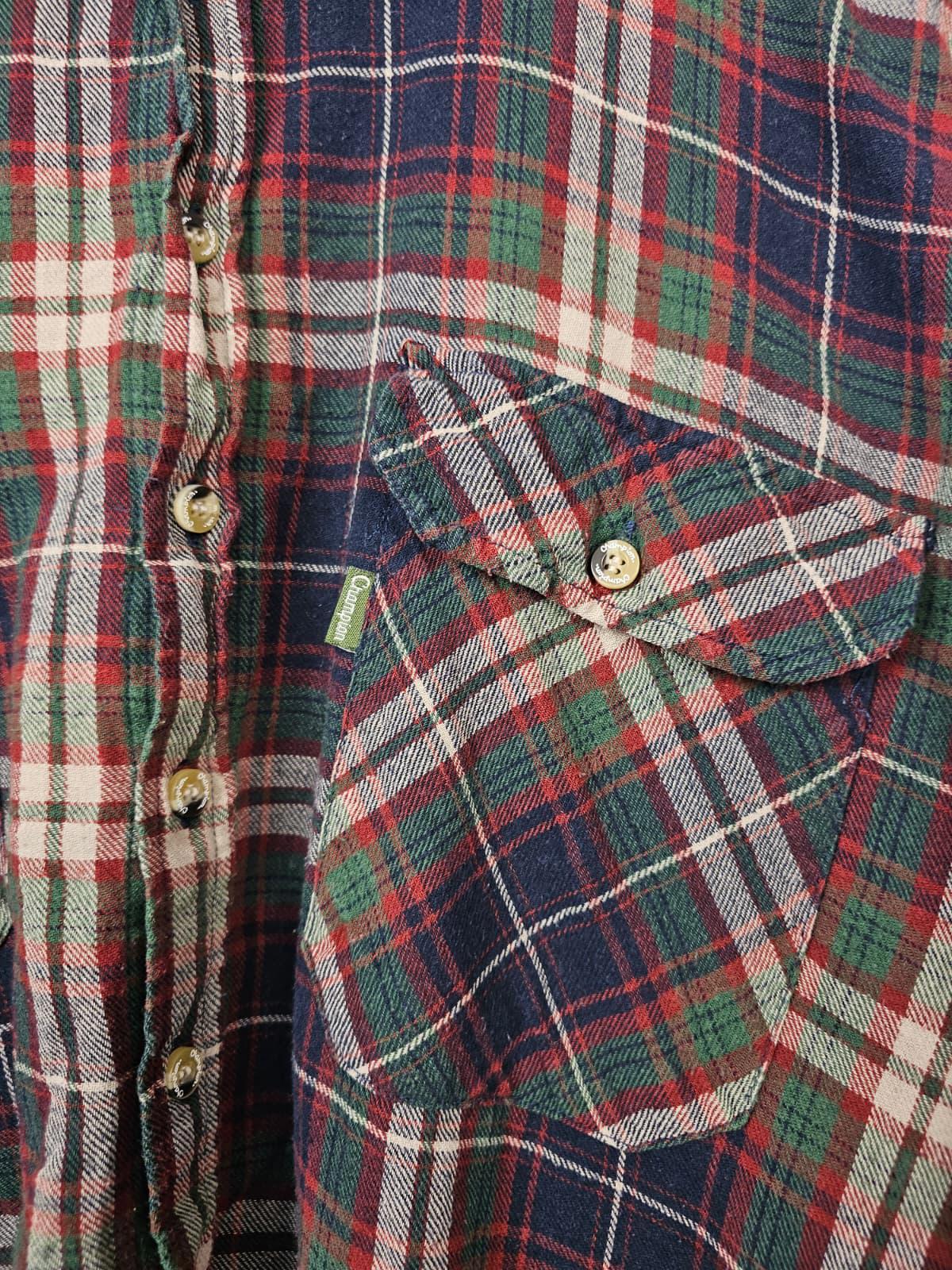 Champion Vintage Long Sleeve Button Up Checked Pocket Flannel Shirt - XXL/2XL