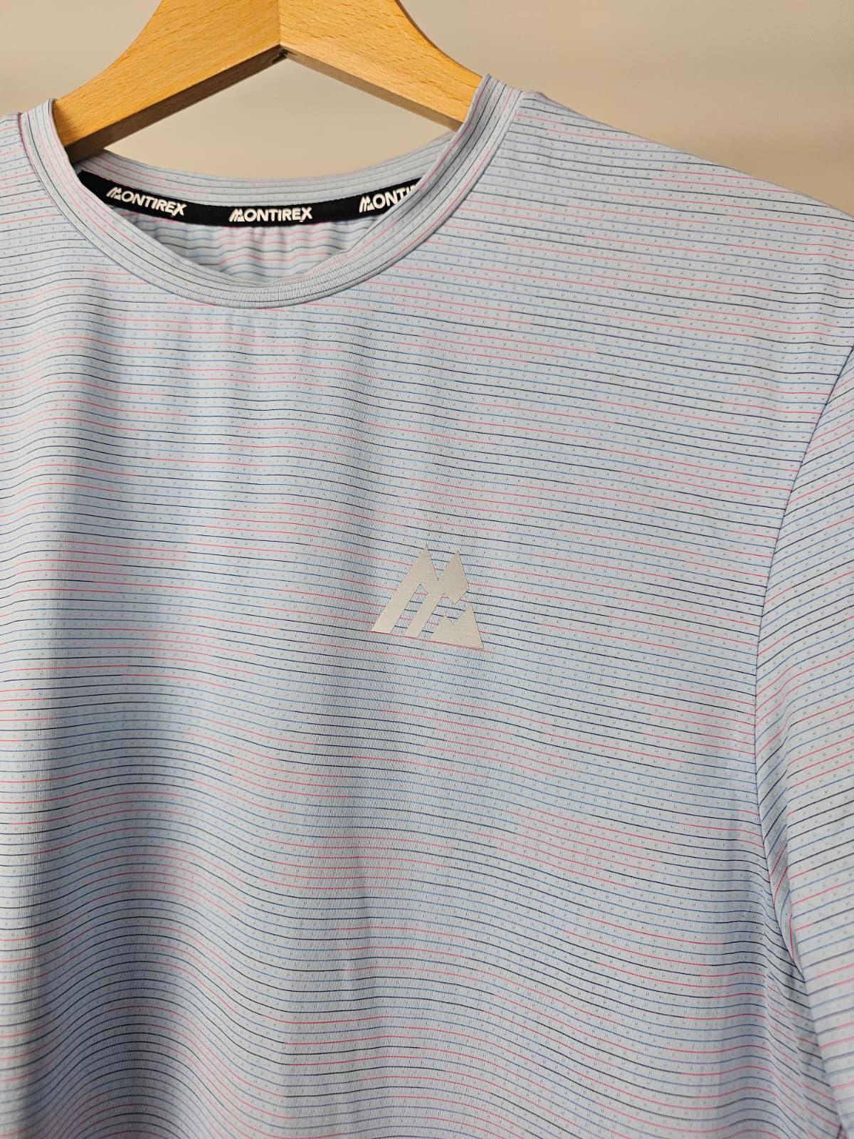 Montirex Mens Short Sleeve Activewear Top T-Shirt - M/Medium - Light Blue/Grey