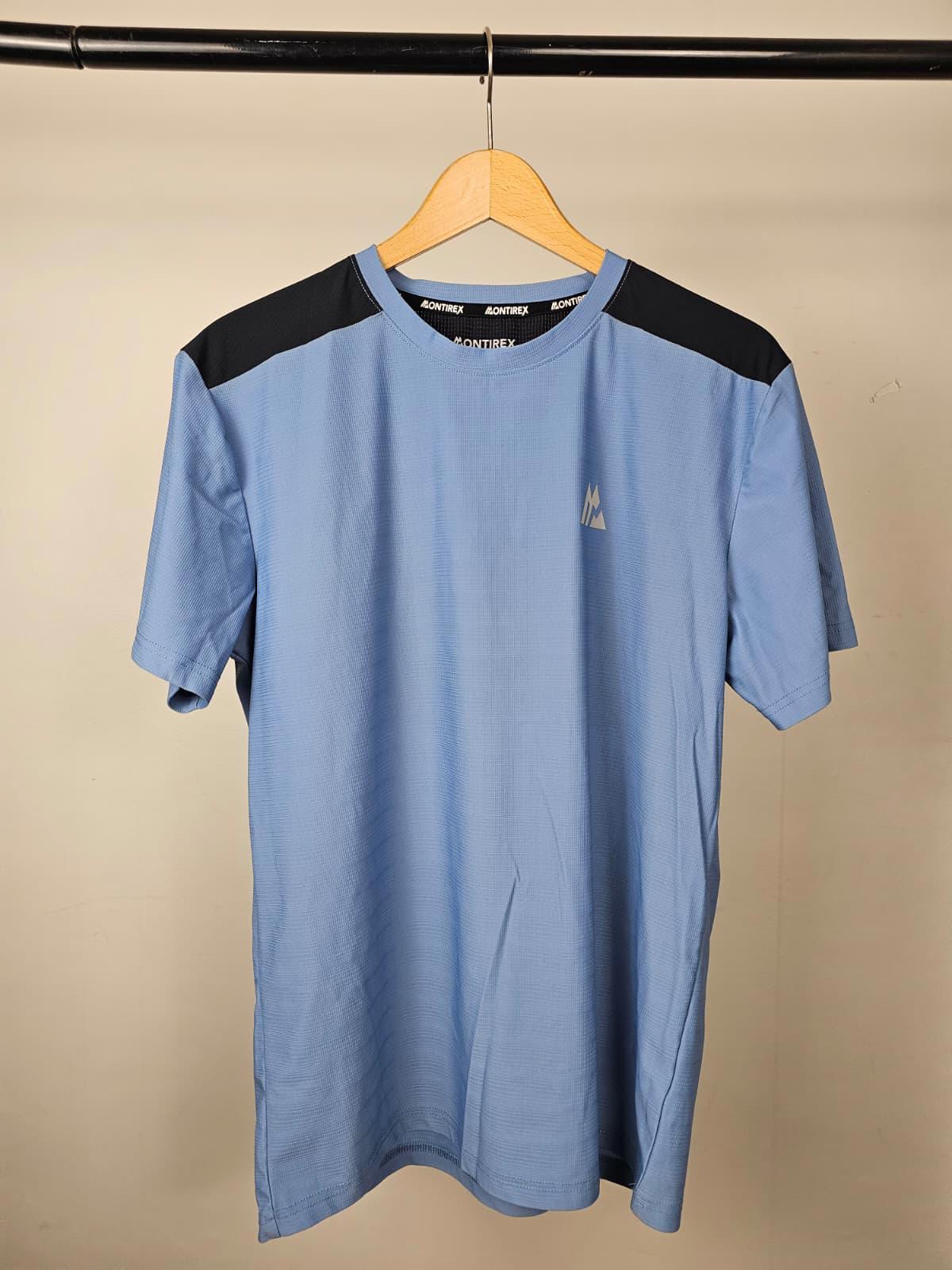 Montirex Mens Short Sleeve Activewear Top T-Shirt - M/Medium - Petrol Blue/Black