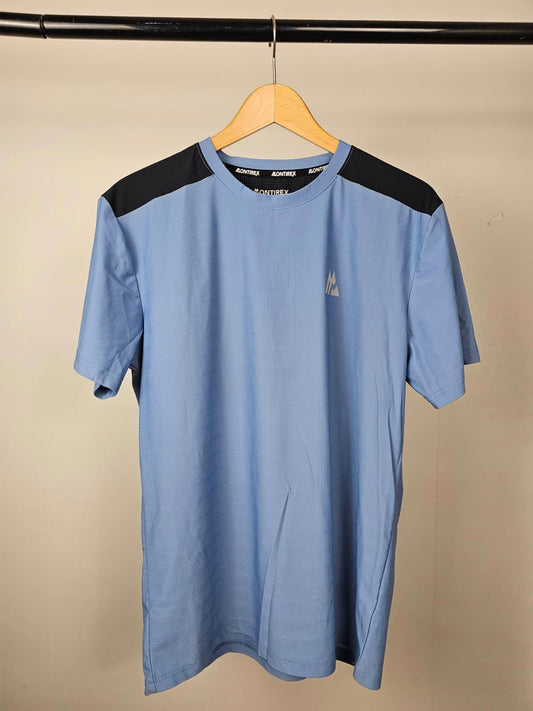 Montirex Mens Short Sleeve Activewear Top T-Shirt - M/Medium - Petrol Blue/Black