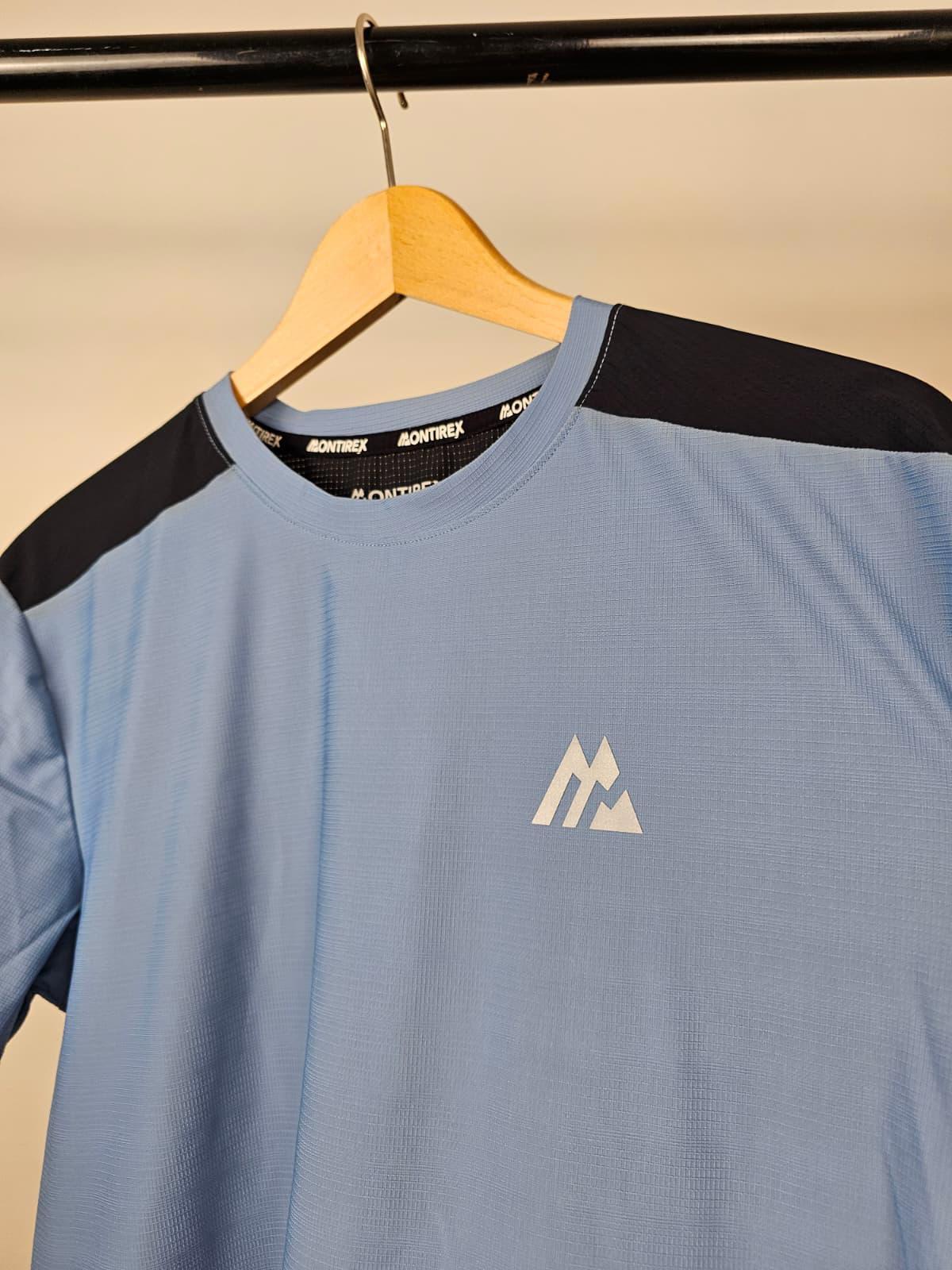 Montirex Mens Short Sleeve Activewear Top T-Shirt - M/Medium - Petrol Blue/Black