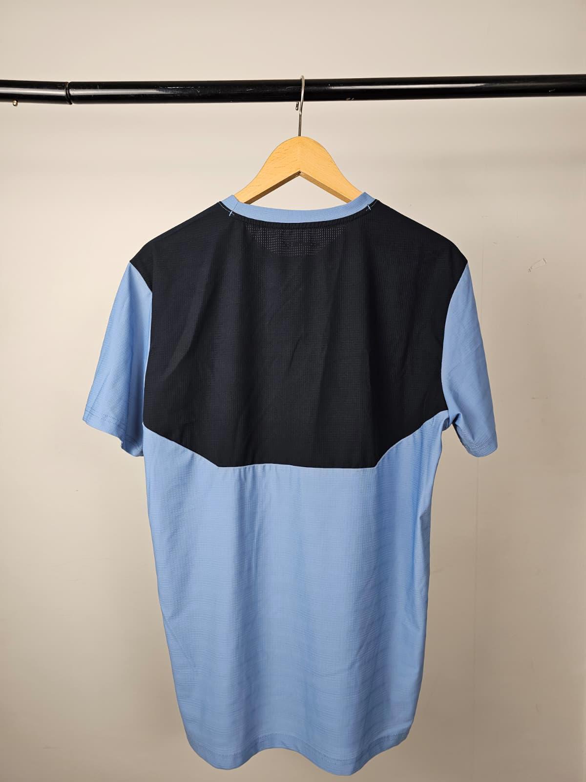 Montirex Mens Short Sleeve Activewear Top T-Shirt - M/Medium - Petrol Blue/Black