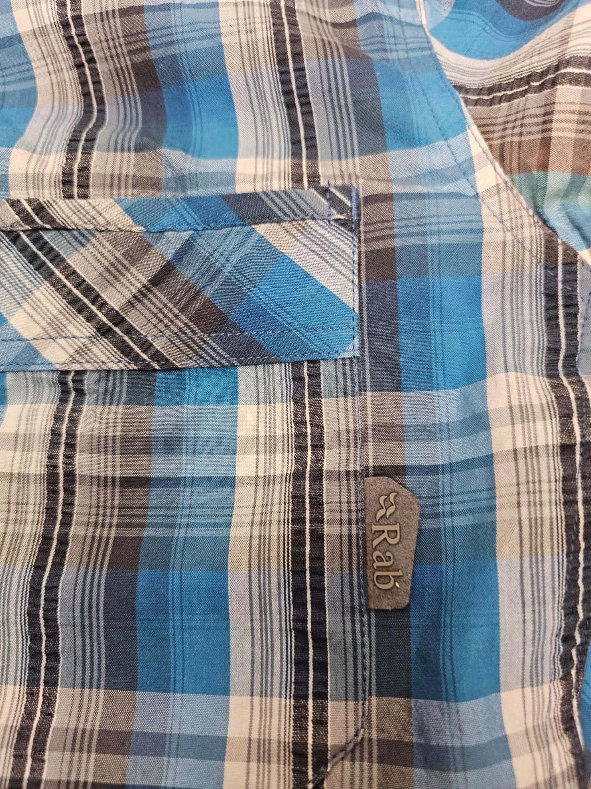 Rab Mens Short Sleeve Button Up Checkered Pocket Shirt - L/Large