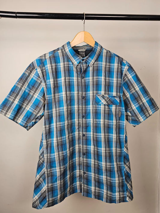 Rab Mens Short Sleeve Button Up Checkered Pocket Shirt - L/Large