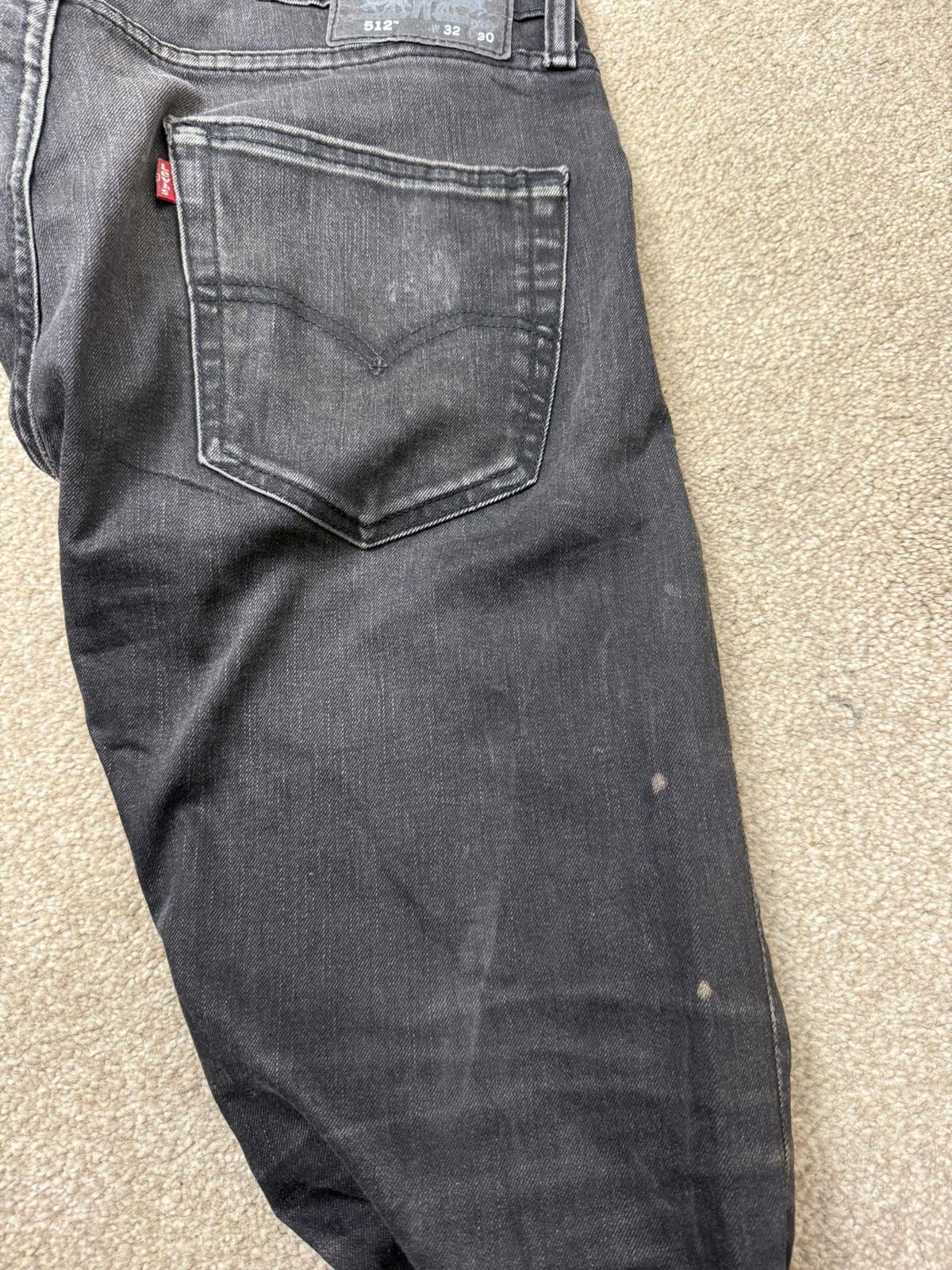 Levi's Mens Black Jeans 512 Slim Taper Fit W32/28L Denim Trousers Bottoms