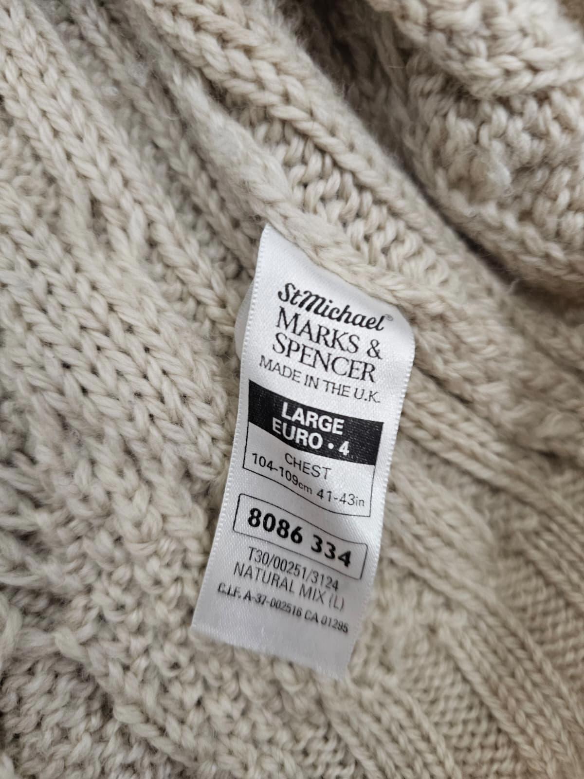 St Michael Marks & Spencer Heavy Weight Pure Wool Cable Knit Jumper - L/Large