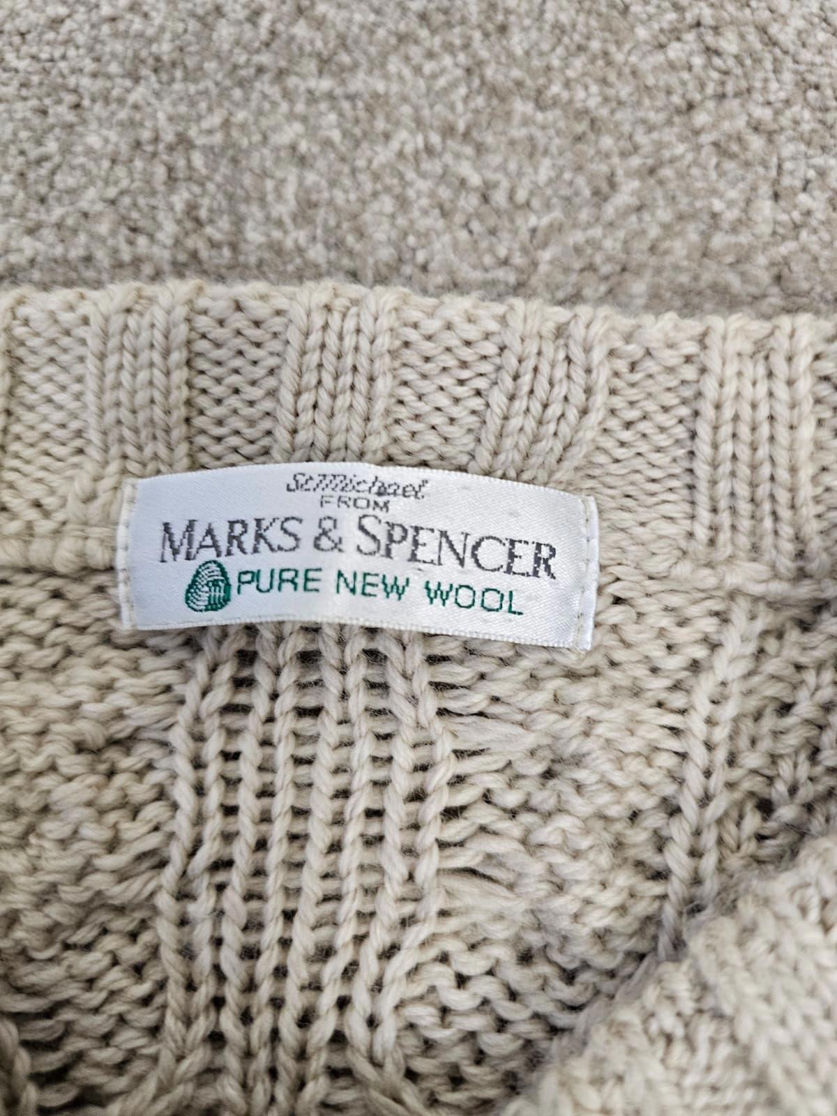 St Michael Marks & Spencer Heavy Weight Pure Wool Cable Knit Jumper - L/Large