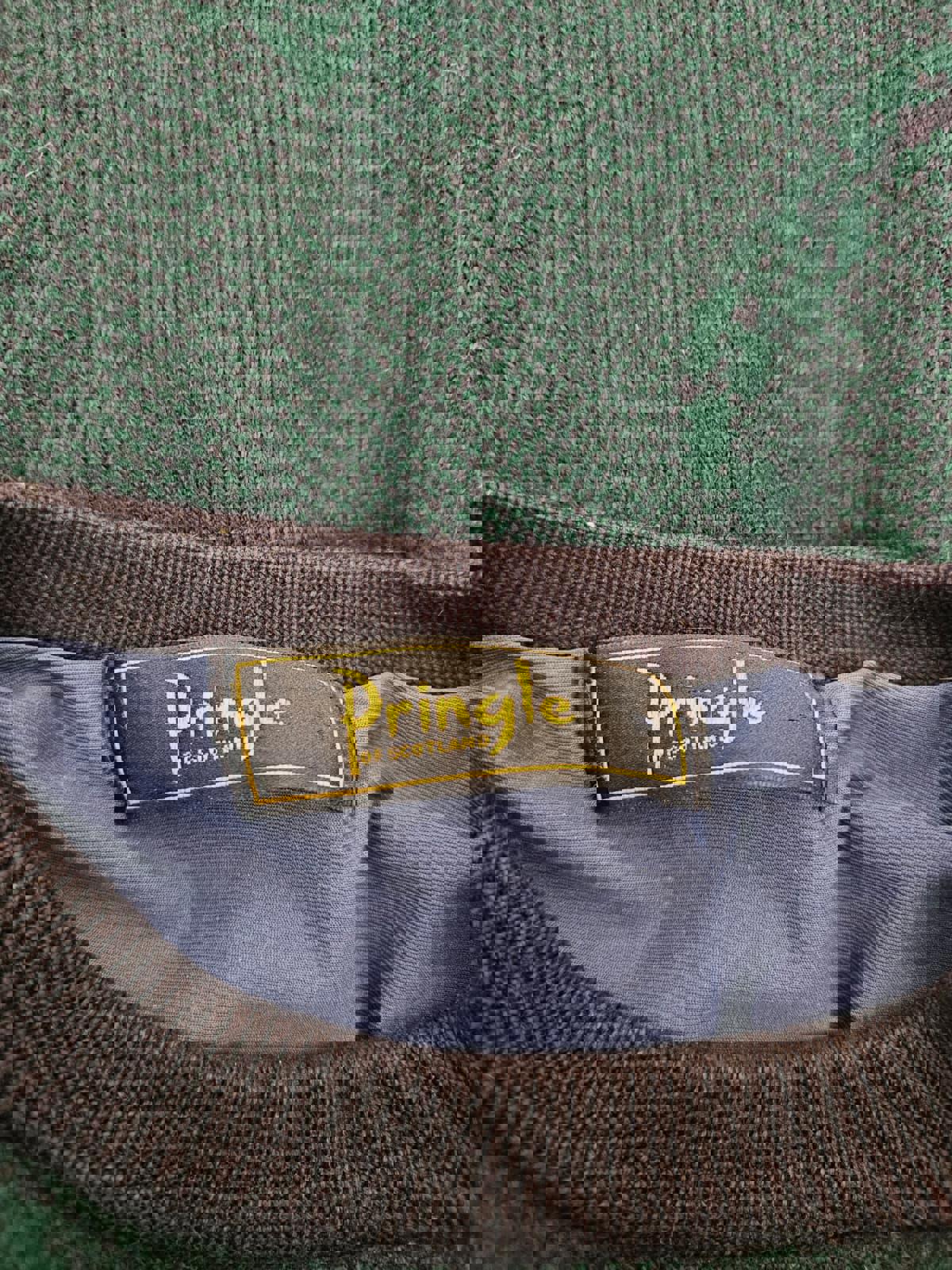 Pringle Mens Vintage Wool Blend Pattern Wind Resistant Pullover Jumper - L/Large