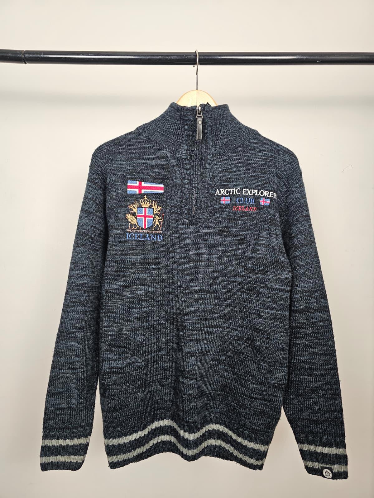Ice Wear Arctic Explorer Club Iceland Knitted Pullover 1/4 Zip Jumper- S/Small