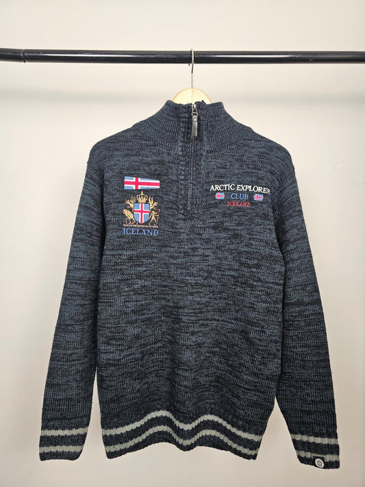 Ice Wear Arctic Explorer Club Iceland Knitted Pullover 1/4 Zip Jumper- S/Small