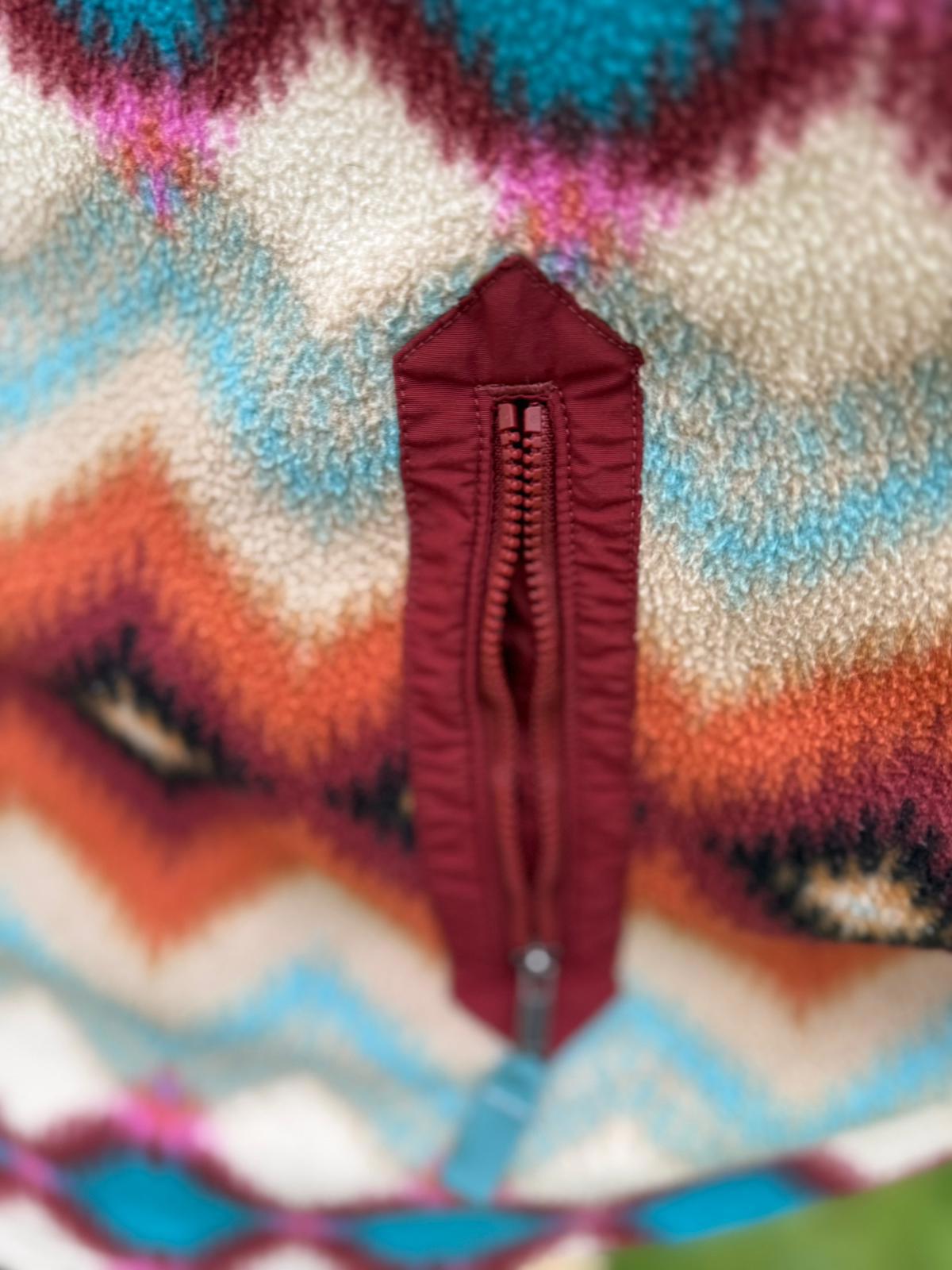 Patagonia Women's Full Zip Fleece Pattern Hooded Poncho/Cloak Jacket - XS