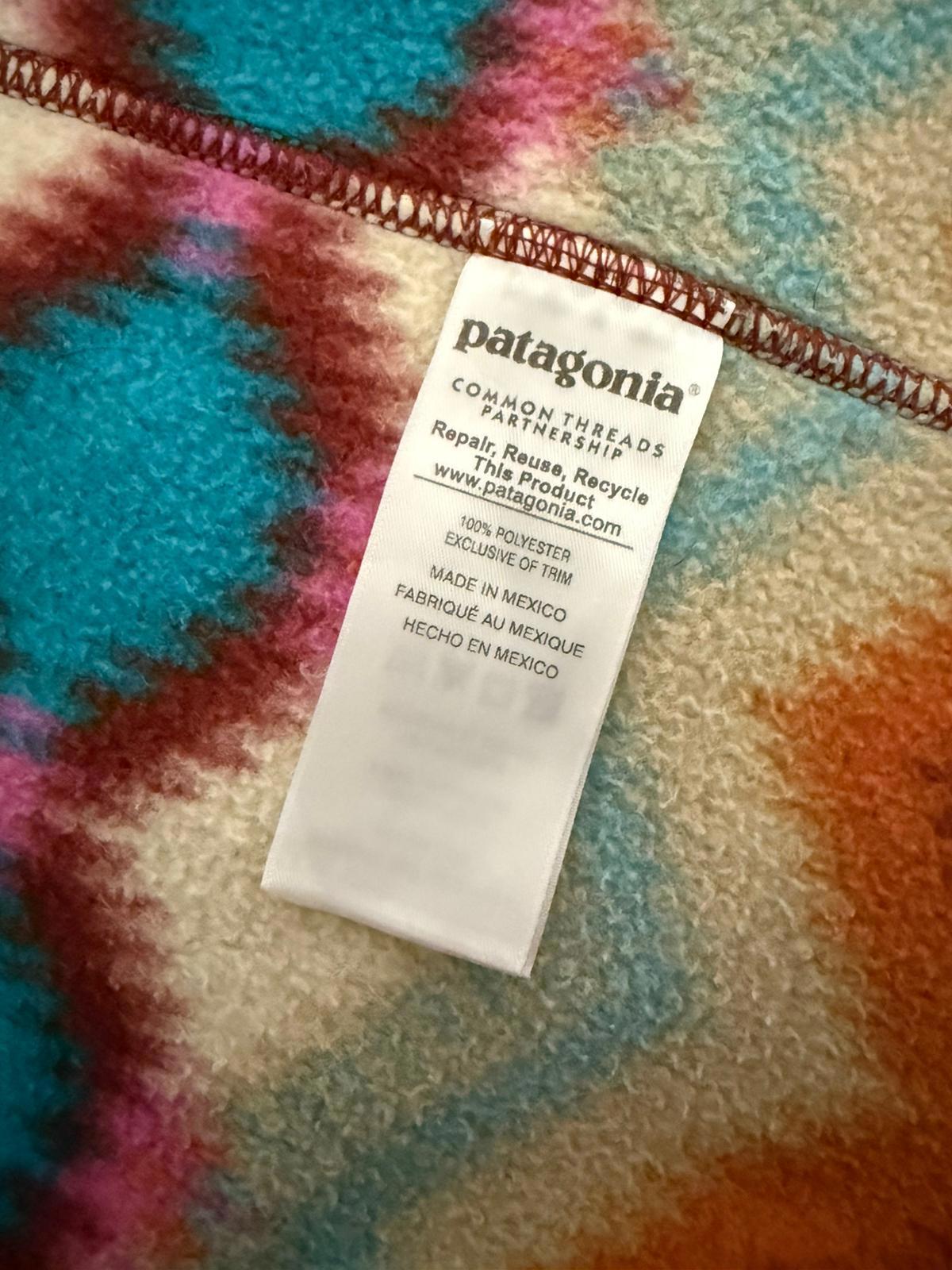 Patagonia Women's Full Zip Fleece Pattern Hooded Poncho/Cloak Jacket - XS