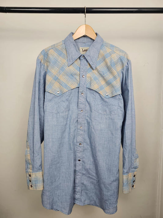 Lee 'Made In USA' Western Cowboy Rancher Style Button Up Long Sleeve Shirt - XL