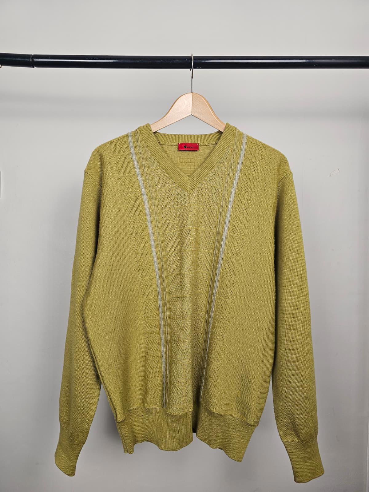 Gabicci Men's Veck 90's Mod Wool Blend Knitted Pullover Jumper/Sweater -M/Medium