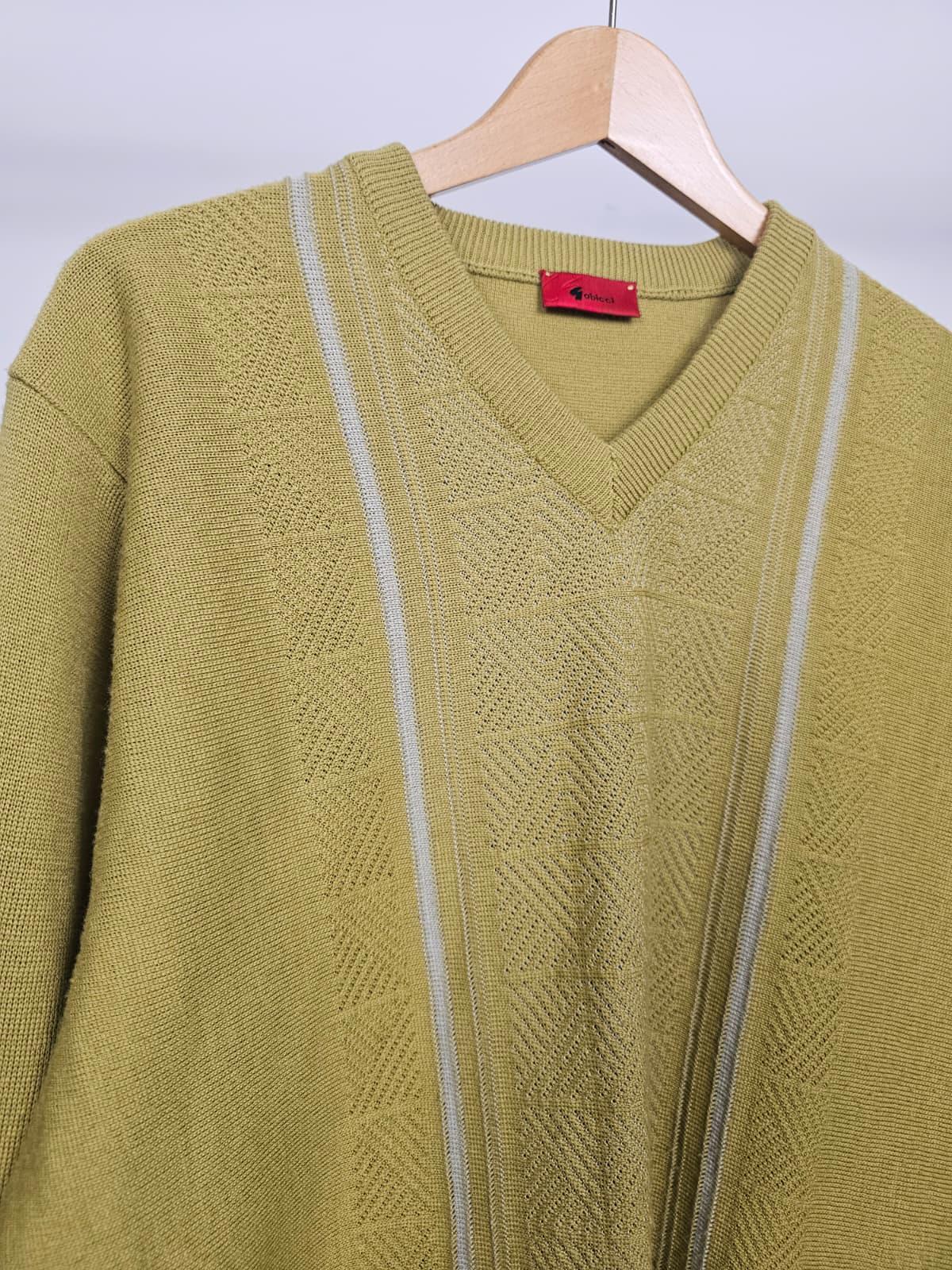 Gabicci Men's Veck 90's Mod Wool Blend Knitted Pullover Jumper/Sweater -M/Medium